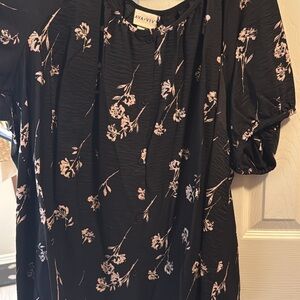 Ava & Viv Black and Pink Floral Blouse